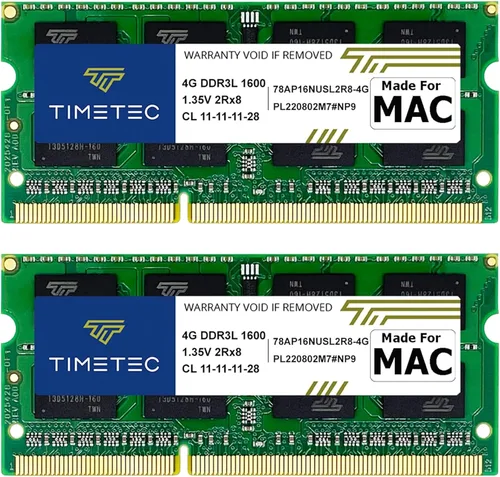 Timetec Kit de 8 GB (2 x 4 GB) compatible con Apple DDR3L 1600MHz para Mac Book Pro (principios/finales de 2011, mediados de 2012), iMac (Mid 2011,