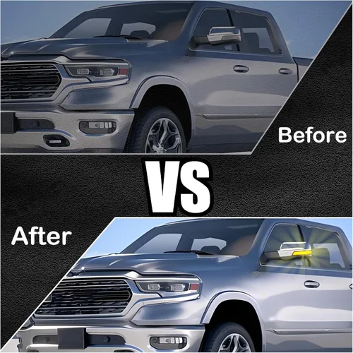 Miniatura 2 de Espejo lateral dinámico secuencial LED luces de marcador compatibles con Dodge Ram 1500 camioneta Big Horn Rebel Laramie Longhorn Limited TRX
