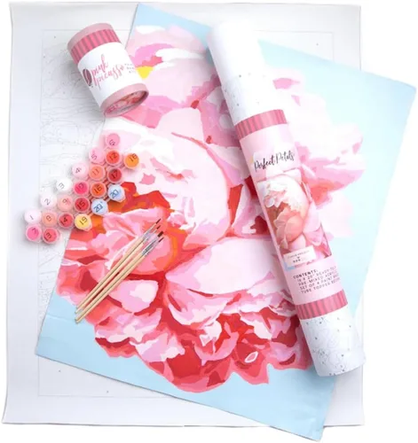 Pink Picasso Kits de pintura floral botánica por número para adultos y adolescentes | Juego de lienzo de bricolaje de 16 x 20 pulgadas, pintura