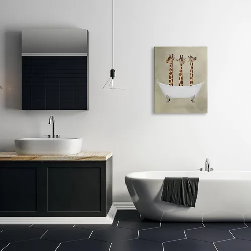 Miniatura 3 de Stupell Industries Lienzo decorativo de gran tamaño con diseño de tres jirafas en una bañera, 24 x 1.5 x 30 pulgadas, multicolor