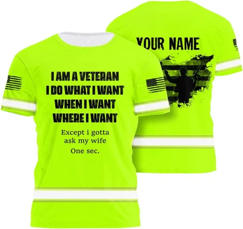 Miniatura 18 de Camisa de alta visibilidad para hombre, camisas de seguridad reflectantes con nombre personalizado para patriota, patriótico, veterano, militar