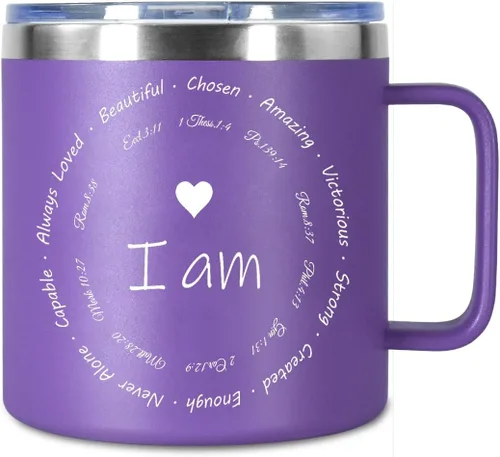 Regalos cristianos para mujeres, taza de café de 14 onzas, regalos inspiradores, con versículos de la Biblia, vaso aislado al vacío de acero
