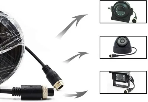 Miniatura 4 de Cable de extensión de video de coche de 16 pies y 16.4 ft, 4 pines, resistente al agua, a prueba de golpes, para cámara de visión trasera CCTV