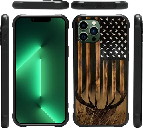 Miniatura 4 de Funda con diseño de ciervo y bandera estadounidense para iPhone 11 Pro Max - Funda protectora de poliuretano termoplástico resistente, antiarañazos