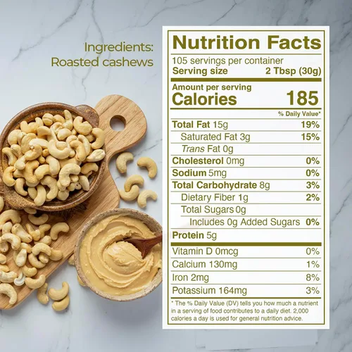 Miniatura 2 de Kevala Mantequilla de anacardo de 7 libras Bulk Size, Natural Peanut Butter Substitute, Cashew Unsalted Butter for Toasts and Pancakes, No Palm