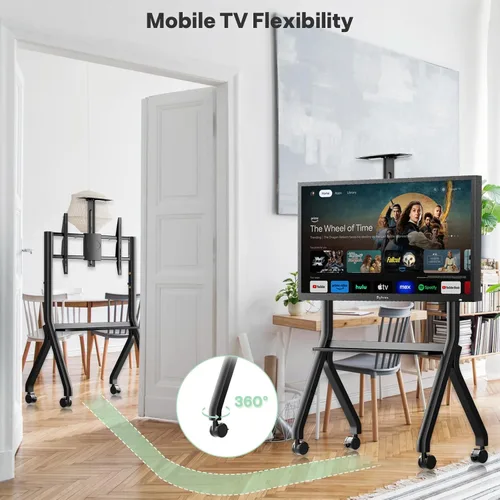 Miniatura 5 de Sylvox Soporte de TV con ruedas para televisores de 43 a 55 pulgadas, soporte de TV móvil de suelo, carga máxima de 88 libras, ruedas de bloqueo
