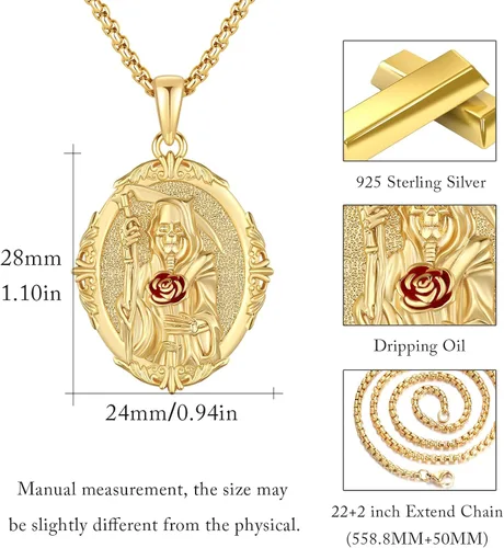 Miniatura 61 de Collar con colgante de plata de ley 925 con medalla de San Patrón, joyería religiosa para hombres y mujeres, con cadena de acero inoxidable 316L