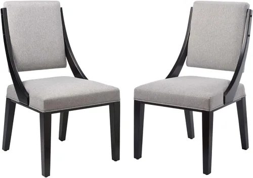 Miniatura 6 de Modway Cambridge - Juego de 2 sillas laterales de comedor tapizadas de tela color beige