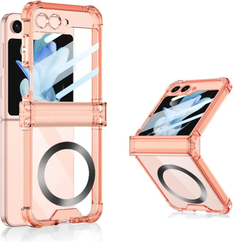 Miniatura 13 de Funda magnética integrada con protector de pantalla para Samsung Galaxy Z Flip 5 4, compatible con MagSafe, protección de bisagra completa, funda