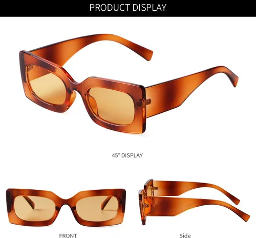 Miniatura 6 de GIFIORE Gafas de sol rectangulares retro de los años 90 para mujer, gafas gruesas de moda, marco negro y rosa