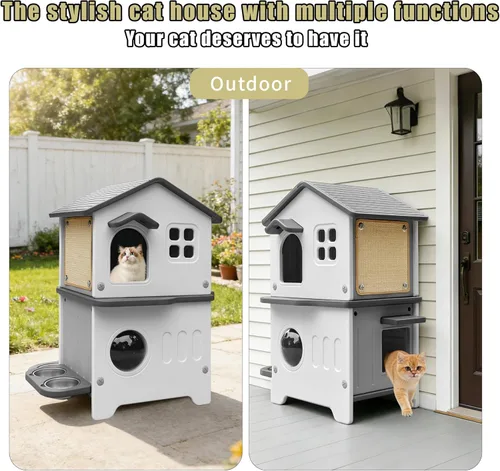 Miniatura 7 de Casa aislada para gatos al aire libre con forro
