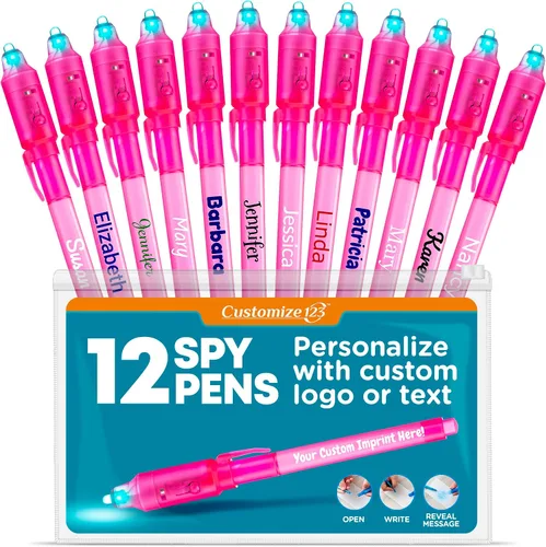 Miniatura 20 de Paquete de marcadores de tinta invisible que desaparecen personalizados, escritor de mensajes secretos personalizados con luz UV, diversión