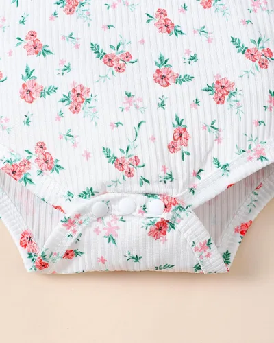 Miniatura 28 de Renotemy Conjunto de ropa para bebé recién nacida, mameluco con volantes, pantalones florales, lindo conjunto de ropa para bebé niña