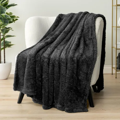 Miniatura 49 de PAVILIA - Manta de sherpa para sofá, gris esponjosa y cálida, manta de felpa suave para cama, acogedora, súper suave y ligera, manta decorativa