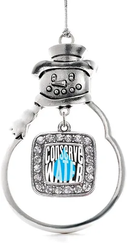 Miniatura 94 de Inspired Silver - Adorno de rodillo de reina - Adorno cuadrado de plata con muñeco de nieve con joyas de circonita cúbica