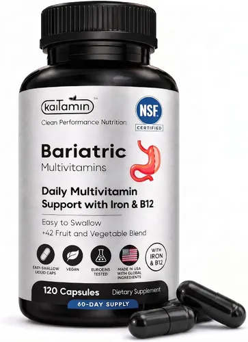 Multivitamínico bariátrico con hierro – Post cirugía bariátrica – Bypass gástrico y soporte de manga gástrica – para mujeres y hombres – fácil de