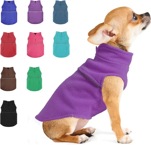 Miniatura 9 de Suéteres para perros pequeños hembra, chaleco de forro polar para perro con agujero para correa, suéter pullover cálido, chaqueta para cachorro