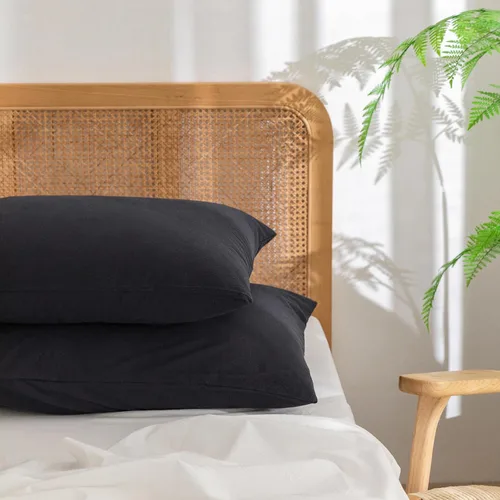 Miniatura 34 de BESTOUCH 100% Algodón Lavado Funda de Almohada para Cabello y Piel, Sensación de Lino, Suave, Cómoda, Transpirable, Juego de 2 Fundas de Almohada