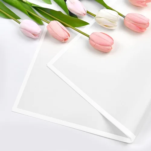 Miniatura 3 de Jutieuo 20 hojas de papel de regalo blanco, papel floral coreano translúcido impermeable para ramos de flores, embalaje de regalo, suministros