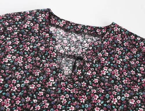 Miniatura 5 de Romanstii Camisetas casuales con cuello en V para mujer, blusas sueltas de manga larga abombada