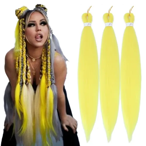 Miniatura 7 de Extensiones de cabello trenzado preestirado colorido, 3 colores, mezcla de cabello trenzado para niñas, 26 pulgadas, 3 paquetes
