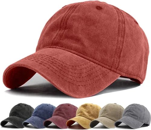 Miniatura 33 de HH HOFNEN Gorra de béisbol de algodón de sarga lavada y desgastada, vintage, ajustable, para hombre y mujer