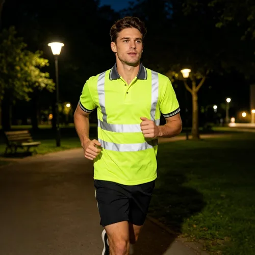 Miniatura 2 de SMASYS Polo de seguridad de alta visibilidad, camisa reflectante de manga corta estándares ANSI, ropa de trabajo de construcción para hombres