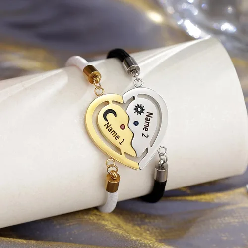 Miniatura 2 de Jewelstruck Pulseras para parejas para él y ella, pulseras personalizadas a juego para parejas, novio y novia, cumpleaños, aniversario, Navidad