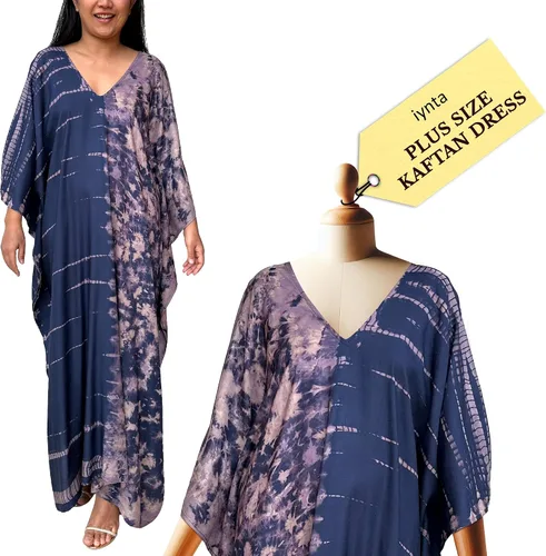 Miniatura 21 de Vestidos caftán hechos a mano en talla grande para mujer, vestido de gran tamaño teñido anudado, salida de baño para vacaciones y salidas nocturnas