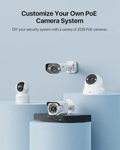 Miniatura 2 de ZOSI Grabadora de video en red 4K, 32 canales, 16 puertos, 8 MP, sistema de vigilancia PoE NVR de doble disco, solo compatible con cámara