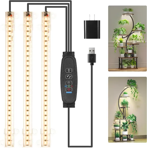 Miniatura 8 de Tiras de Luz LED para Crecimiento de Plantas de 8.6'', Espectro Completo 3500K Luz de Crecimiento para Plantas de Interior con Temporizador de Cálido