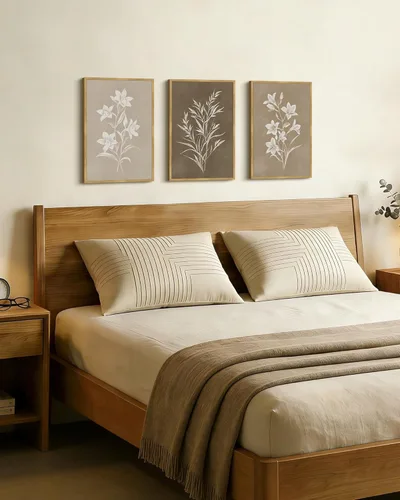 Drsoum Arte de Pared Floral Botánico Vintage Neutro Enmarcado Impresiones Florales Boho Coloridas Retro Moderno Retro Flores Silvestres Arte Rústico