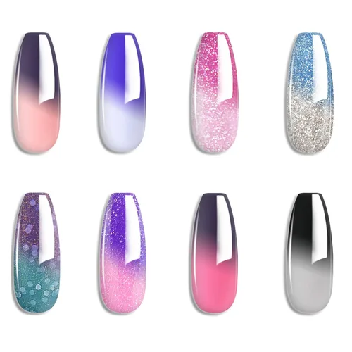 Miniatura 8 de Juego de esmalte de uñas en gel - Juego de esmalte de uñas con cambio de color en gel Púrpura Azul Rosa Rojo Lavanda Viento Rojo Negro con cambio