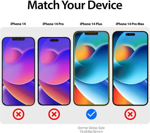 Miniatura 2 de DOME GLASS Whitestone [cobertura completa perfecta] Protector de pantalla de vidrio templado para iPhone 14 Plus con lámpara UV [2 unidades]