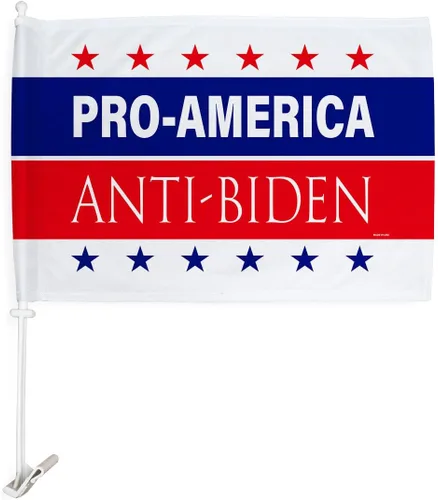 Miniatura 2 de Trump Flag Paquete de banderas estadounidenses anti Biden de Estados Unidos, soporte de montaje para decoración de ventana de automóvil, pequeño Pro