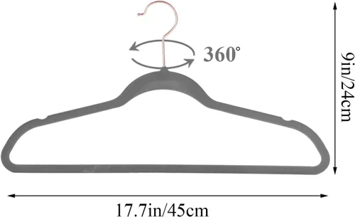 Miniatura 5 de VECELO Perchas de terciopelo de alta calidad resistentes (paquete de 30), antideslizantes y ahorran espacio con 6 clips para los dedos y soporte