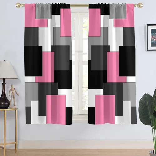 Miniatura 21 de AAtter Cortina de Ventana Verde Azulado y Negro Turquesa Aguamarina Gris Blanco Abstracto Moderno Oscuro Masculino Sala de Estar Dormitorio Cortinas