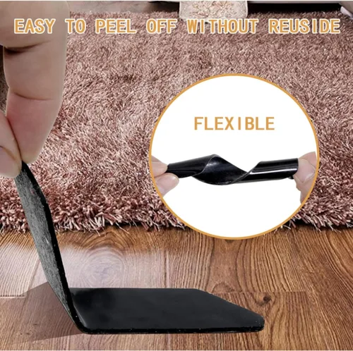 Miniatura 7 de Paquete de 8 agarradores para alfombras para suelos de madera dura y azulejos: cinta reutilizable de doble cara para alfombra. Cinta antideslizante