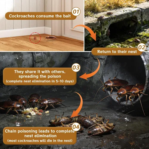 Miniatura 5 de Cebo de gel para cucarachas, 4 tubos para uso en interiores y exteriores, repelente eficaz de cucarachas para el hogar, cocina y garaje