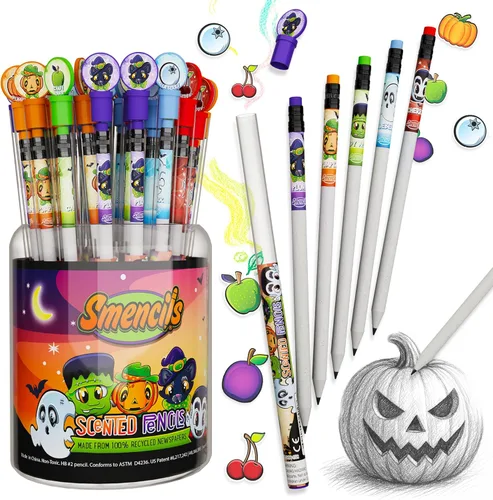Miniatura 11 de Holiday Smencils Cylinder - Lápices perfumados gourmet patentados HB #2, 50 unidades, regalos para niños, recuerdos de fiesta, recompensas