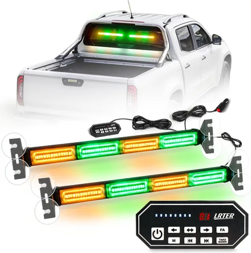 Miniatura 7 de Barra de luces estroboscópicas de advertencia intermitentes de emergencia de 2 x 17.7 pulgadas con controlador de pantalla digital, 20 patrones