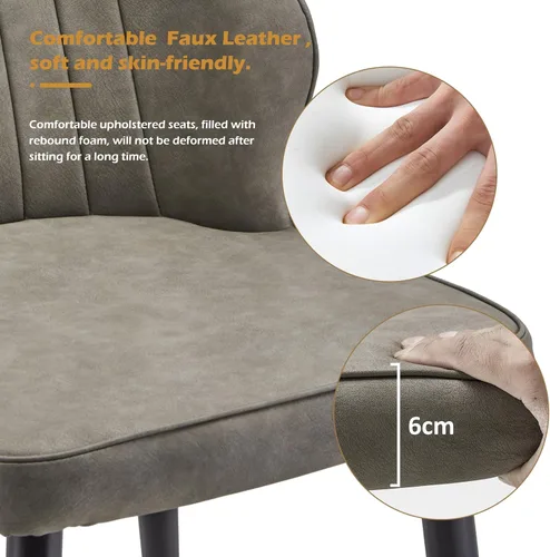 Miniatura 5 de CLIPOP Juego de 2 sillas de comedor, sillas de comedor de piel sintética, sillas de comedor modernas de mediados de siglo, sillas de cocina Gris