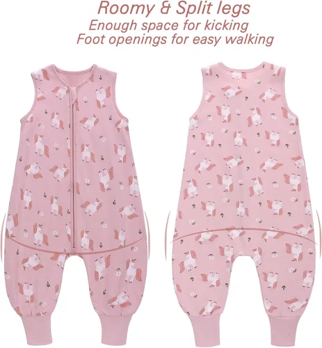 Miniatura 6 de Miracle Baby Saco de dormir con pies - 0.5 TOG 100% algodón transpirable, diseño sin mangas, saco de dormir para bebé Caballo rosa
