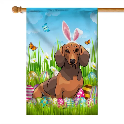 Miniatura 16 de Beagle Happy Easter Day Holiday Flag Funny Dog Wear Bunny Ears Headband Cute for Home Decor (12" x 18") USA Garden Flag Premium Decorative Yard