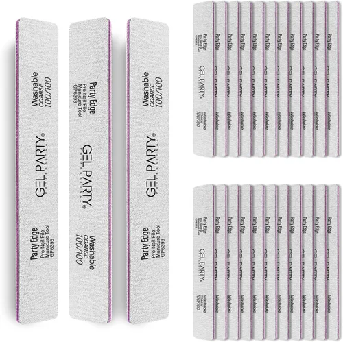 Miniatura 46 de GELPARTY - Limas de uñas profesionales de grano 80/80 cuadradas, paquete de 12 tablas de esmeril lavables de doble cara, grano extra grueso