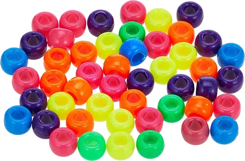 Miniatura 2 de The Beadery - Cuentas de caballo de barril de 0.354x0.236 in, Hot Multi - 900 piezas - 750V077 Neon Multi