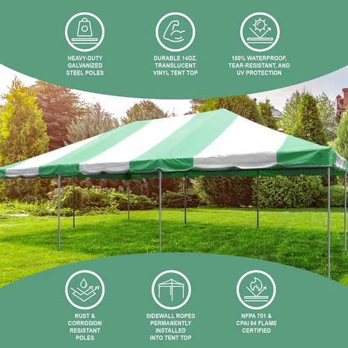 Miniatura 5 de Party Tents Direct Carpa para Fiesta de 20x30 - Marco de Acero - Gazebo al Aire Libre, Pabellón, Sombrilla para Sol, Refugio para Acampada - Verde