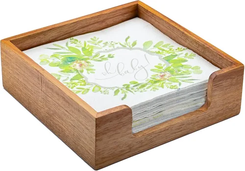 Miniatura 7 de Servilletero de madera de acacia para mesa, dispensador de servilletas cuadrado de granja con amplia apertura lateral, servilletas de papel fáciles