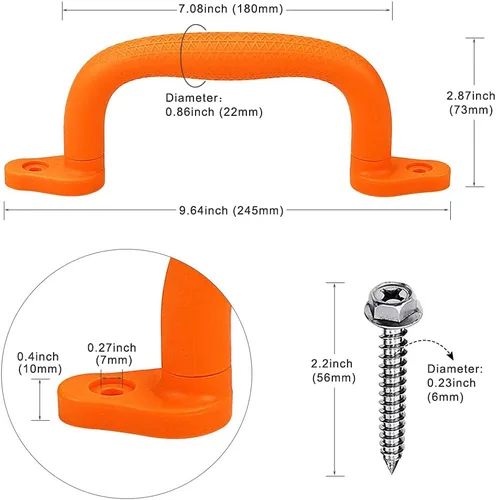 Miniatura 6 de SELEWARE Asas de seguridad naranjas para patio de recreo, asas de plástico antideslizantes para patio de juegos para niños para interiores y Naranja