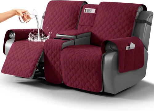 Miniatura 20 de TAOCOCO Funda para Sillón de Dos Plazas Reclinable 100% Impermeable con Consola Central, Funda de Sofá Reclinable Reversible para 2 Asientos